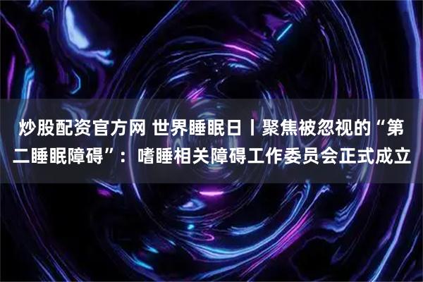 炒股配资官方网 世界睡眠日丨聚焦被忽视的“第二睡眠障碍”:嗜睡相关障碍工作委员会正式成立